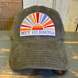 Hermosa Beach MUY HERMOSA 6 Panel Corduroy Trucker Hat - Olive