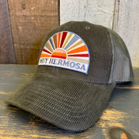 Hermosa Beach MUY HERMOSA 6 Panel Corduroy Trucker Hat - Olive