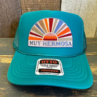 Hermosa Beach MUY HERMOSA High Crown Trucker Hat - Jade Green