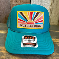 Hermosa Beach MUY HERMOSA High Crown Trucker Hat - Jade Green