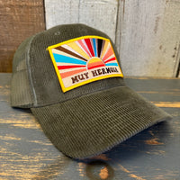 Hermosa Beach MUY HERMOSA 6 Panel Corduroy Trucker Hat - Olive