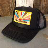 Hermosa Beach MUY HERMOSA Mid Crown Trucker Hat - Black (Curved Brim)