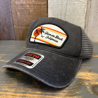 Hermosa Beach RETRO SUNSET 6 Panel Low Profile Trucker Hat - Black/Charcoal