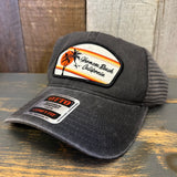 Hermosa Beach RETRO SUNSET 6 Panel Low Profile Trucker Hat - Black/Charcoal