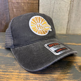 Hermosa Beach CLASSIC LOGO 6 Panel Low Profile Trucker Hat - Black/Charcoal