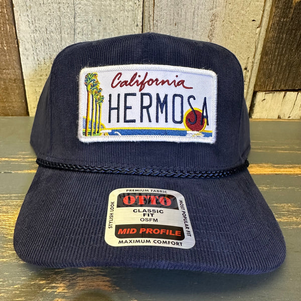 Hermosa Beach CALIFORNIA LICENSE Corduroy Baseball Cap - Navy Blue