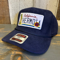 Hermosa Beach CALIFORNIA LICENSE Corduroy Baseball Cap - Navy Blue