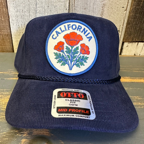 CALIFORNIA POPPY Corduroy Baseball Cap - Navy Blue