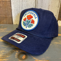 CALIFORNIA POPPY Corduroy Baseball Cap - Navy Blue
