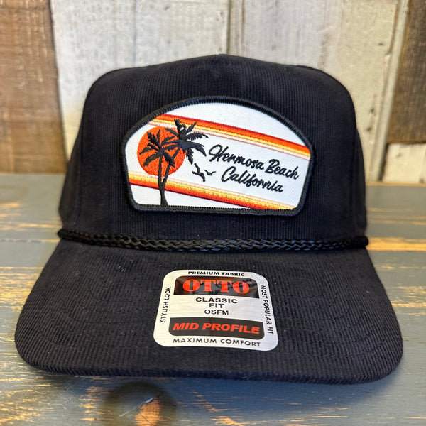 Hermosa Beach RETRO SUNSET Corduroy Baseball Cap - Black