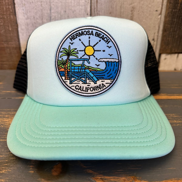 Hermosa Beach SHOREFRONT Trucker Cap - Light Mint/Dark Mint/Black