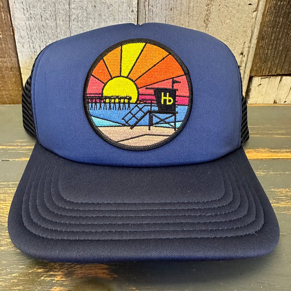 Hermosa Beach OBLIGATORY SUNSET Trucker Cap - Dark Navy/Light Navy