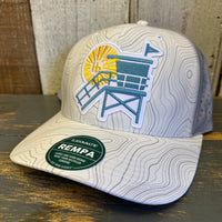 Hermosa Beach LIFEGUARD TOWER Mid-Pro Adjustable Cap - White Grey Topo