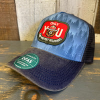 SMOKEY BEAR :: ONLY YOU CAN PREVENT WILDFIRES Five-Panel Trucker Cap - Blue Pines