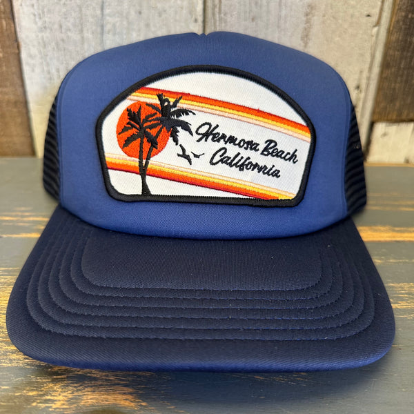 Hermosa Beach RETRO SUNSET Trucker Cap - Dark Navy/Light Navy