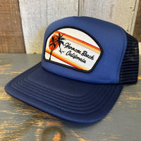 Hermosa Beach RETRO SUNSET Trucker Cap - Dark Navy/Light Navy