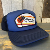 Hermosa Beach RETRO SUNSET Trucker Cap - Dark Navy/Light Navy