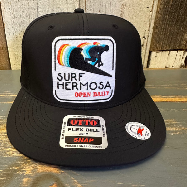 Hermosa Beach SURF HERMOSA :: OPEN DAILY - "OTTO SNAP" 6 Panel Snapback Hat Cap - Black