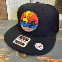 Hermosa Beach OBLIGATORY SUNSET - "OTTO SNAP" 6 Panel Snapback Hat Cap - Black