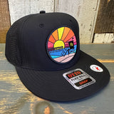 Hermosa Beach OBLIGATORY SUNSET - "OTTO SNAP" 6 Panel Snapback Hat Cap - Black