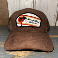 Hermosa Beach RETRO SUNSET 6 Panel Corduroy Trucker Hat - Brown