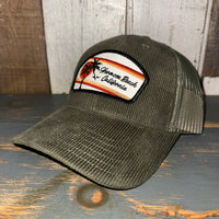 Hermosa Beach RETRO SUNSET 6 Panel Corduroy Trucker Hat - Olive