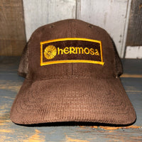 Hermosa Beach AS REAL AS THE STREETS 6 Panel Corduroy Trucker Hat - Brown