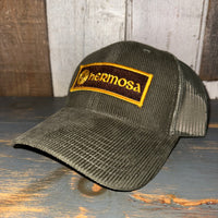 Hermosa Beach AS REAL AS THE STREETS 6 Panel Corduroy Trucker Hat - Olive