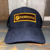 Hermosa Beach AS REAL AS THE STREETS 6 Panel Corduroy Trucker Hat - Navy