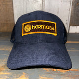 Hermosa Beach AS REAL AS THE STREETS 6 Panel Corduroy Trucker Hat - Navy