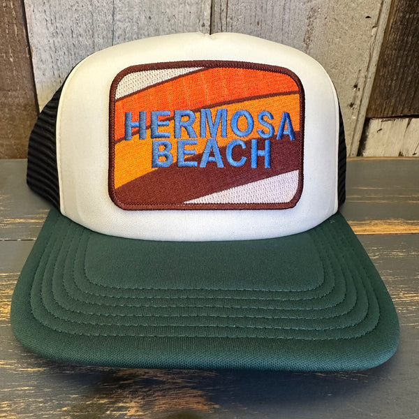 Hermosa Beach GOLF CARTS AND YOGA PANTS Trucker Cap - Cream/Green/Black