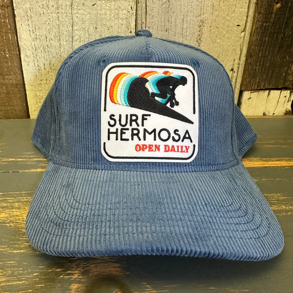 Hermosa Beach SURF HERMOSA :: OPEN DAILY Five-Panel Corduroy Cap - Ocean Blue