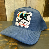 Hermosa Beach SURF HERMOSA :: OPEN DAILY Five-Panel Corduroy Cap - Ocean Blue