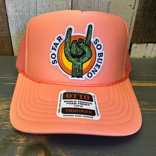 SO FAR :: SO BUENO High Crown Trucker Hat - Coral