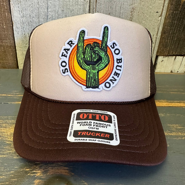 SO FAR :: SO BUENO High Crown Trucker Hat - Khaki/Brown