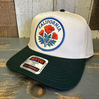 CALIFORNIA POPPY Mid Profile Baseball Cap - Dark Green/Natural