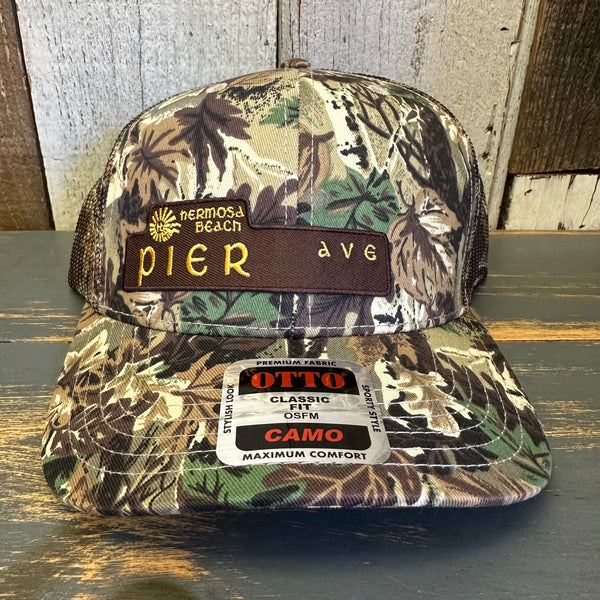 Hermosa Beach PIER AVE 6 Panel Low Profile Trucker Hat - Camo