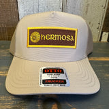 Hermosa Beach AS REAL AS THE STREETS 5 Panel Mid Profile Mesh Back Trucker Hat - Khaki