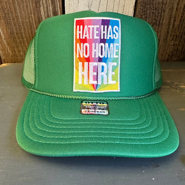 HATE HAS NO HOME HERE High Crown Trucker Hat - Kelly Green