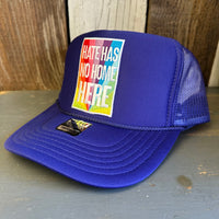 HATE HAS NO HOME HERE High Crown Trucker Hat - Purple