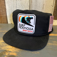 Hermosa Beach SURF HERMOSA :: OPEN DAILY Nylon/Cotton Blend Hat - Black