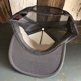 SOUTH BAY SURF (Navy Colored Patch) Trucker Hat - Charcoal Grey (Flat Brim)
