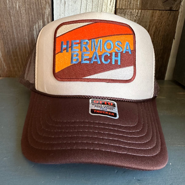 Hermosa Beach GOLF CARTS & YOGA PANTS High Crown Trucker Hat - Brown/Tan/Brown