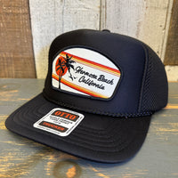 Hermosa Beach RETRO SUNSET High Crown "Air Mesh" Trucker Hat - Black