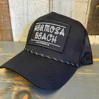 Hermosa Beach ROPER High Crown 5-Panel Rope Trucker Hat - Black