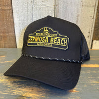 Hermosa Beach ARE YOU ESTABLISHED? High Crown 5-Panel Rope Trucker Hat - Black