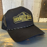 Hermosa Beach ARE YOU ESTABLISHED? High Crown 5-Panel Rope Trucker Hat - Black