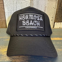 Hermosa Beach ROPER High Crown 5 Panel Perforated Mesh Back Hat - Black
