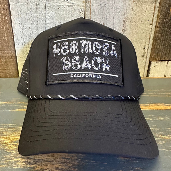Hermosa Beach ROPER High Crown 5 Panel Perforated Mesh Back Hat - Black