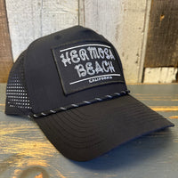 Hermosa Beach ROPER High Crown 5 Panel Perforated Mesh Back Hat - Black